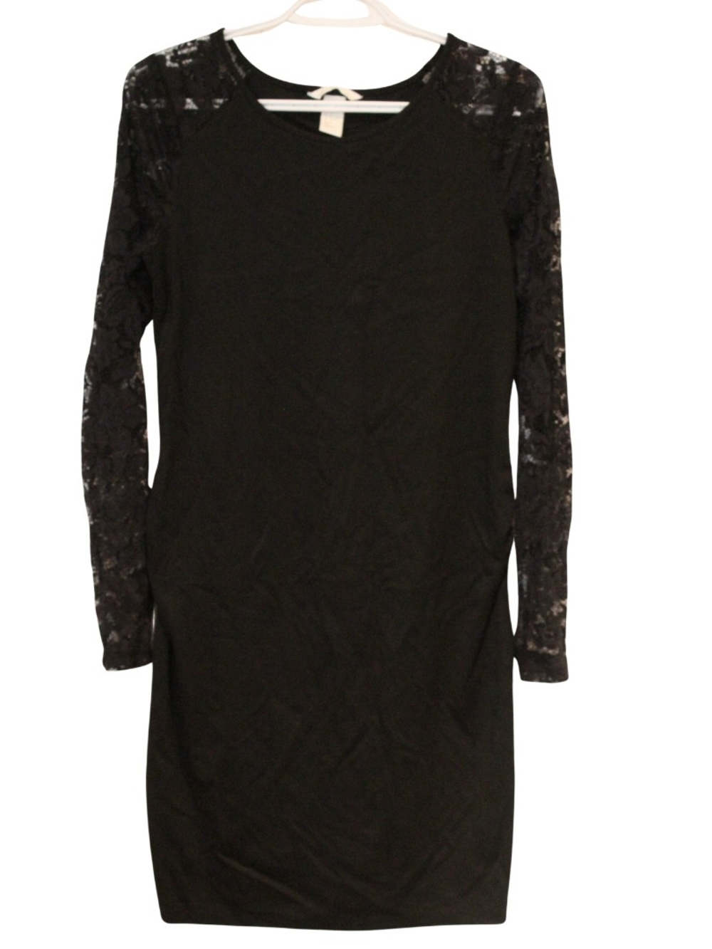 H&M Black with Lace Sleeves Long Sleeve Maternity Dress Size Medium